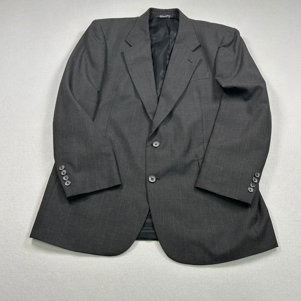 Kilburne‎ & Finch Mens 42L Blazer Charcoal Gray Pinstripe Wool Blend Suit Jacket